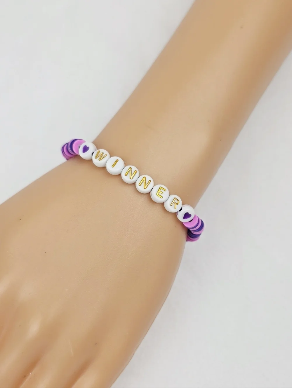 Handmade Clay Bead Word Winner Bracelet